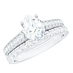 Pear Cut 6X8 MM Lab Grown Diamond Marriage Ring Set for Women