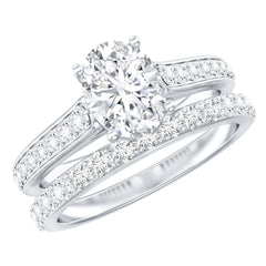 6X8 MM Oval Lab Created Diamond Solitaire Engagement Ring Set for Women