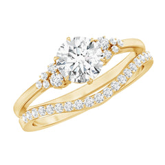 Certified Diamond Bridal Ring Set with Curved Band