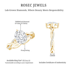 Lab Grown Diamond Oval Engagement Ring With Braided Style Band