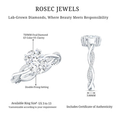 7X9 mm Lab Grown Diamond Oblong Engagement Ring