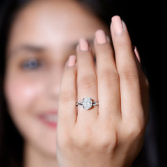 7X9 mm Lab Grown Diamond Oblong Engagement Ring