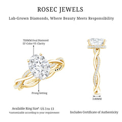 Lab Grown Diamond Oval Engagement Ring with Braided Shank