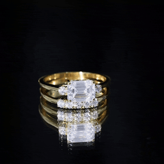 Lab Diamond Emerald Cut Engagement Ring With Band