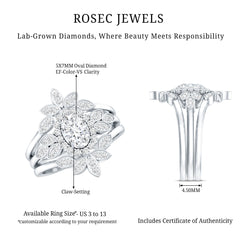 Lab Grown Diamond Vintage Engagement Ring with 2 Wedding Bands