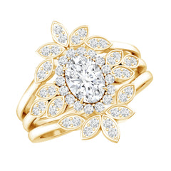Lab Grown Diamond Vintage Engagement Ring with 2 Wedding Bands