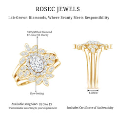 Lab Grown Diamond Vintage Engagement Ring with 2 Wedding Bands