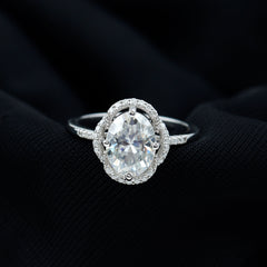 Brilliant Cut Oval Lab Grown Diamond Halo Engagement Ring