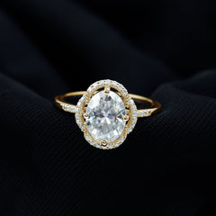 Brilliant Cut Oval Lab Grown Diamond Halo Engagement Ring