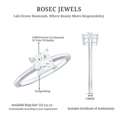 Certified Lab Grown Diamond 6 mm Square Cut Engagement Ring