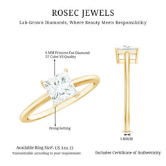 Certified Lab Grown Diamond 6 mm Square Cut Engagement Ring