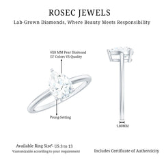 Single Stone Lab Grown Diamond Pear Engagement Ring