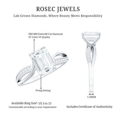 Certified Emerald Cut Diamond Infinity Engagement Ring