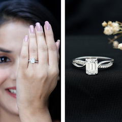 Certified Emerald Cut Diamond Infinity Engagement Ring
