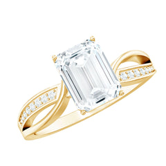 Certified Emerald Cut Diamond Infinity Engagement Ring