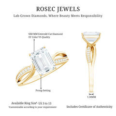 Certified Emerald Cut Diamond Infinity Engagement Ring