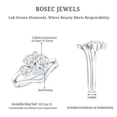 Bezel Set Lab Created Diamond Cluster Wedding Ring Set