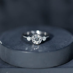 Lab Created Diamond Bezel Set Engagement Ring for Her