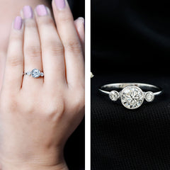Lab Created Diamond Bezel Set Engagement Ring for Her