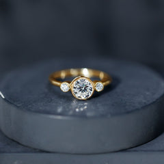 Lab Created Diamond Bezel Set Engagement Ring for Her