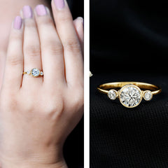 Lab Created Diamond Bezel Set Engagement Ring for Her