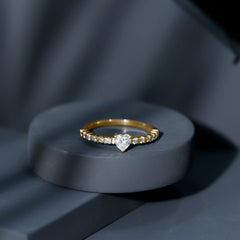 Lab Grown Diamond Heart Promise Ring With Side Stones