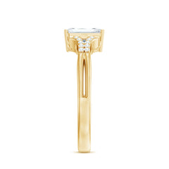 Emerald Cut Lab Diamond Engagement Ring With Split Shank Ring