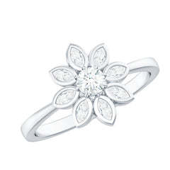 Brilliant Cut Lab Grown Diamond Flower Cocktail Ring