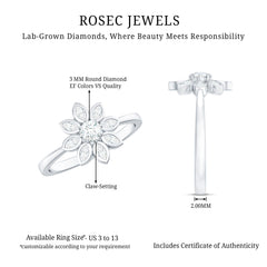Brilliant Cut Lab Grown Diamond Flower Cocktail Ring