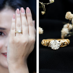 Certified Lab Created Diamond Antique Inspired Engagement Ring