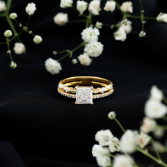 Brilliant Cut Lab Grown Diamond Solitaire Double Band Ring for Women