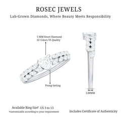Brilliant Cut Lab Diamond Heart Shaped Promise Ring for Women