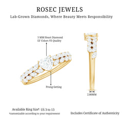 Brilliant Cut Lab Diamond Heart Shaped Promise Ring for Women