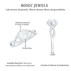 Lab Grown Diamond Heart Engagement Ring with Halo Design