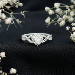 Lab Grown Diamond Heart Engagement Ring with Halo Design