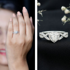 Lab Grown Diamond Heart Engagement Ring with Halo Design