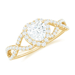 Lab Grown Diamond Heart Engagement Ring with Halo Design