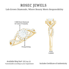 Lab Grown Diamond Heart Engagement Ring with Halo Design