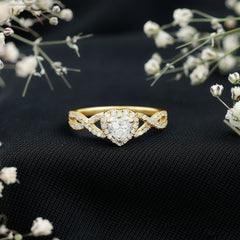 Lab Grown Diamond Heart Engagement Ring with Halo Design