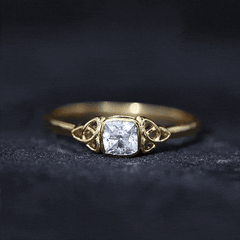 Certified Cushion Cut Diamond Knot Promise Ring
