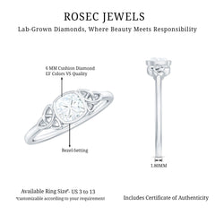 Certified Cushion Cut Diamond Knot Promise Ring