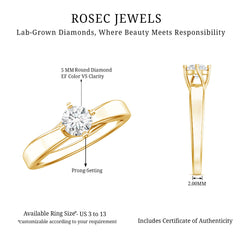 Lab Grown Diamond Solitaire Ring With 4 Prong Diagonal Set