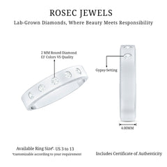 Lab Grown Diamond Wedding Ring for Men With Gypsy Setting