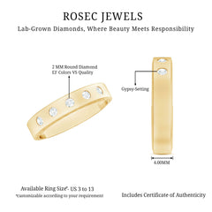 Lab Grown Diamond Wedding Ring for Men With Gypsy Setting