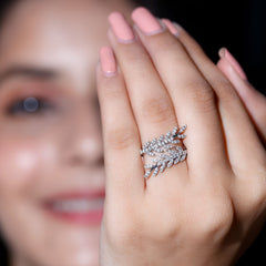 Certified Nature inspired Lab Grown Diamond Cocktail Ring for Women