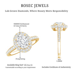 Certified 6X8 mm Lab Grown Diamond Oval Shape Engagement Ring