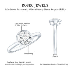 Brilliant Cut Bezel Set Lab Grown Diamond Simple Solitaire Ring
