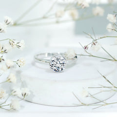 Brilliant Cut Bezel Set Lab Grown Diamond Simple Solitaire Ring