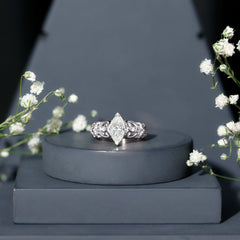 Marquise Cut Lab Grown Diamond Solitaire Filigree Engagement Ring