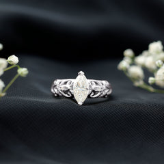 Marquise Cut Lab Grown Diamond Solitaire Filigree Engagement Ring